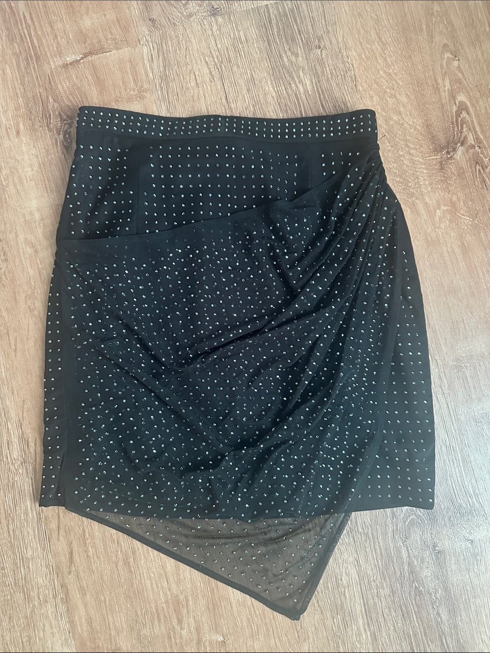 Black rhinestoned Draped mini Skirt